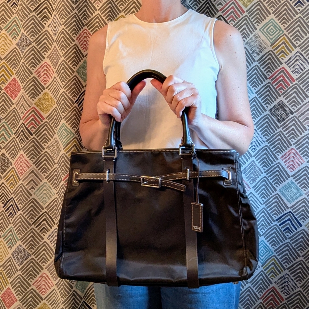 TUMI ballistic brown nylon chantham east tote bag purse